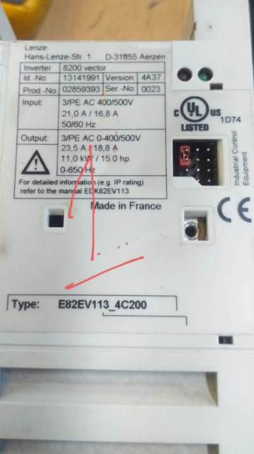 Lenze INVERTER 8200 VECTOR / E82EV113K4C